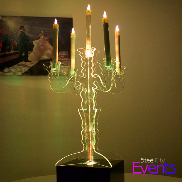 Illuminated Acrylic Candelabra Table Centre Piece