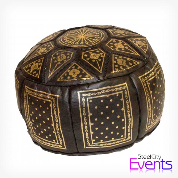 Leather Floor Poufs Black