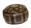 Leather Floor Poufs Black