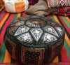 Leather Floor Poufs Black