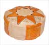 Leather Floor Poufs Orange